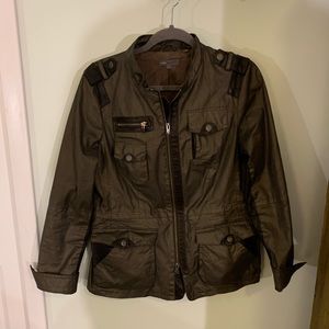 Vince leather detail moto jacket